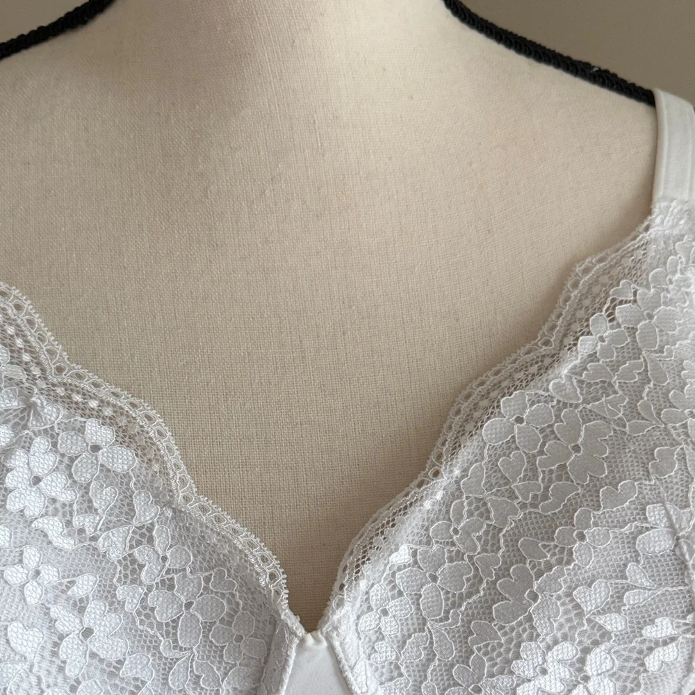 Warner's White Floral Lace Underwire Bra 36DD (E)